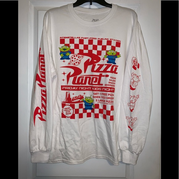 pizza planet long sleeve shirt red